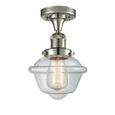 Oxford Semi-Flush Mount shown in the Polished Nickel finish with a Clear shade