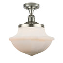 Oxford Semi-Flush Mount shown in the Polished Nickel finish with a Matte White shade