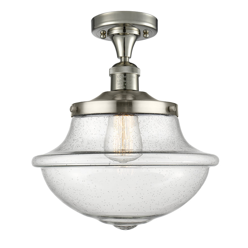 Oxford Semi-Flush Mount shown in the Polished Nickel finish with a Seedy shade