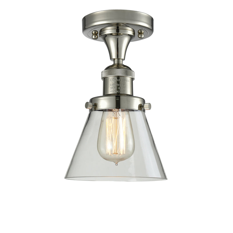 Cone Semi-Flush Mount shown in the Polished Nickel finish with a Clear shade