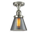 Cone Semi-Flush Mount shown in the Polished Nickel finish with a Plated Smoke shade