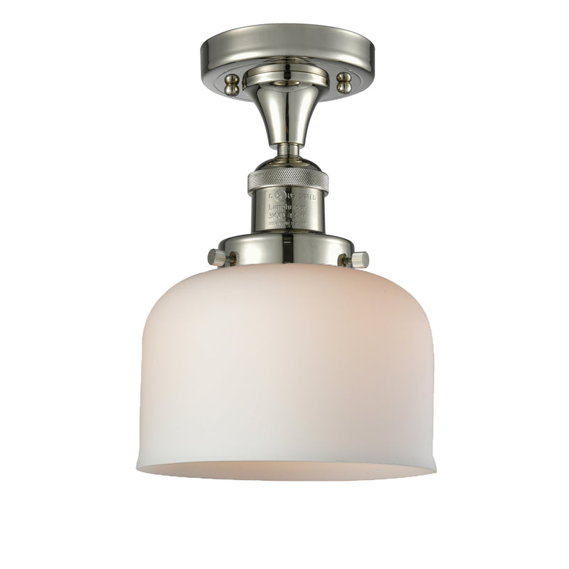 Bell Semi-Flush Mount shown in the Polished Nickel finish with a Matte White shade