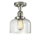 Bell Semi-Flush Mount shown in the Polished Nickel finish with a Clear shade