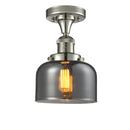 Bell Semi-Flush Mount shown in the Polished Nickel finish with a Plated Smoke shade