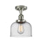 Bell Semi-Flush Mount shown in the Polished Nickel finish with a Seedy shade