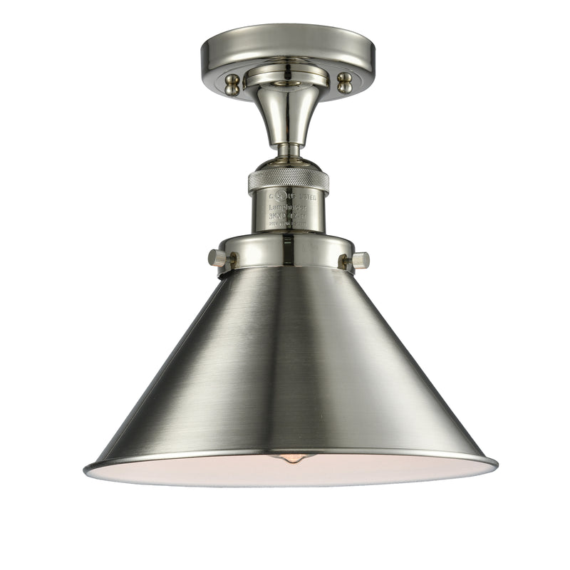 Briarcliff Semi-Flush Mount shown in the Polished Nickel finish with a Polished Nickel shade