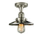 Railroad Semi-Flush Mount shown in the Polished Nickel finish with a Polished Nickel shade