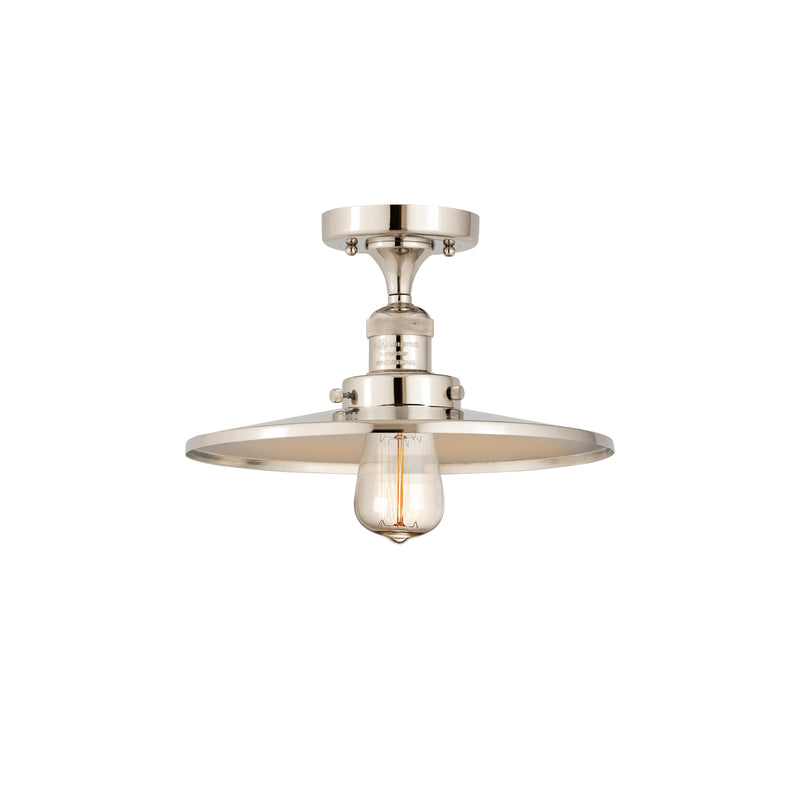 Appalachian Semi-Flush Mount shown in the Polished Nickel finish with a Polished Nickel shade