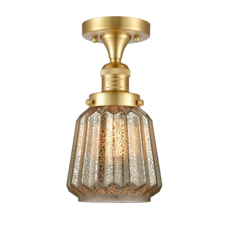 Chatham Semi-Flush Mount shown in the Satin Gold finish with a Mercury shade