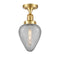 Geneseo Semi-Flush Mount shown in the Satin Gold finish with a Clear Crackled shade