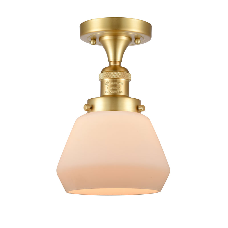 Fulton Semi-Flush Mount shown in the Satin Gold finish with a Matte White shade