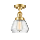 Fulton Semi-Flush Mount shown in the Satin Gold finish with a Clear shade