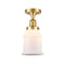 Canton Semi-Flush Mount shown in the Satin Gold finish with a Matte White shade