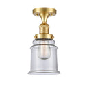 Canton Semi-Flush Mount shown in the Satin Gold finish with a Clear shade