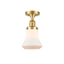 Bellmont Semi-Flush Mount shown in the Satin Gold finish with a Matte White shade