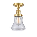 Bellmont Semi-Flush Mount shown in the Satin Gold finish with a Clear shade