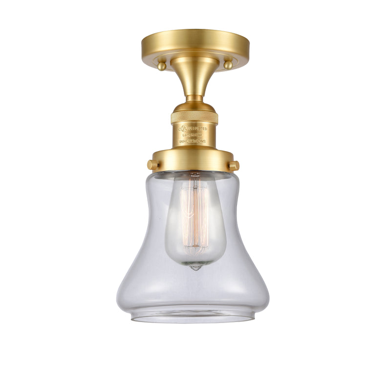 Bellmont Semi-Flush Mount shown in the Satin Gold finish with a Clear shade