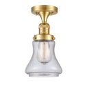 Bellmont Semi-Flush Mount shown in the Satin Gold finish with a Seedy shade