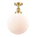 Beacon Semi-Flush Mount shown in the Satin Gold finish with a Matte White shade