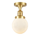 Beacon Semi-Flush Mount shown in the Satin Gold finish with a Matte White shade