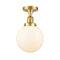 Beacon Semi-Flush Mount shown in the Satin Gold finish with a Matte White shade