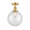 Beacon Semi-Flush Mount shown in the Satin Gold finish with a Clear shade