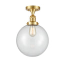 Beacon Semi-Flush Mount shown in the Satin Gold finish with a Clear shade