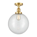 Beacon Semi-Flush Mount shown in the Satin Gold finish with a Clear shade