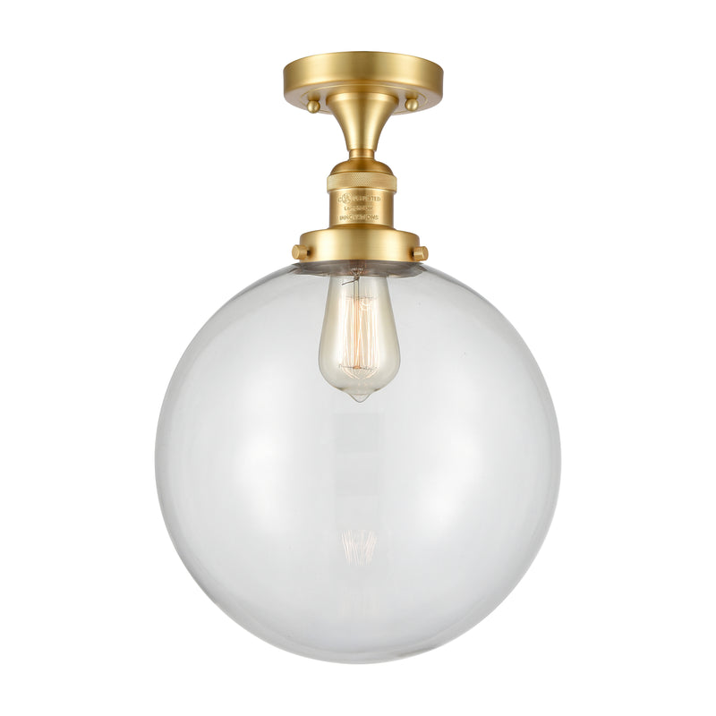 Beacon Semi-Flush Mount shown in the Satin Gold finish with a Clear shade