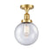 Beacon Semi-Flush Mount shown in the Satin Gold finish with a Seedy shade