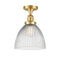 Seneca Falls Semi-Flush Mount shown in the Satin Gold finish with a Clear Halophane shade