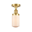 Dover Semi-Flush Mount shown in the Satin Gold finish with a Matte White shade