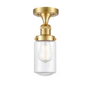 Dover Semi-Flush Mount shown in the Satin Gold finish with a Clear shade