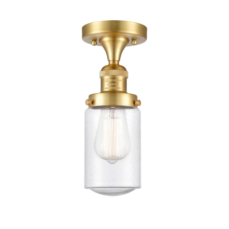 Dover Semi-Flush Mount shown in the Satin Gold finish with a Seedy shade