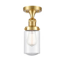 Dover Semi-Flush Mount shown in the Satin Gold finish with a Seedy shade