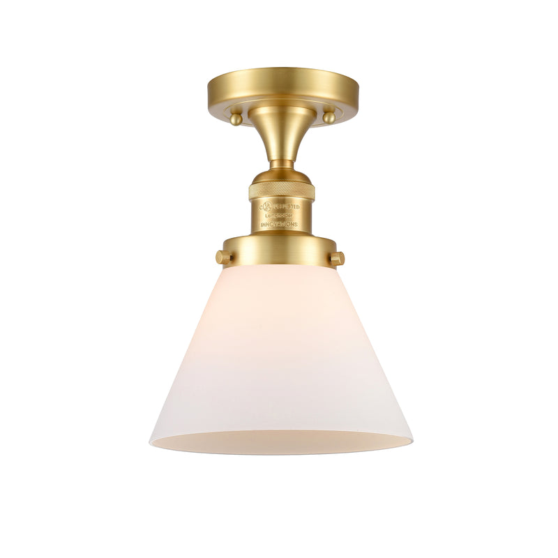 Cone Semi-Flush Mount shown in the Satin Gold finish with a Matte White shade