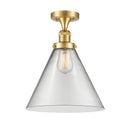 Cone Semi-Flush Mount shown in the Satin Gold finish with a Clear shade