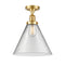 Cone Semi-Flush Mount shown in the Satin Gold finish with a Clear shade
