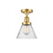 Cone Semi-Flush Mount shown in the Satin Gold finish with a Seedy shade