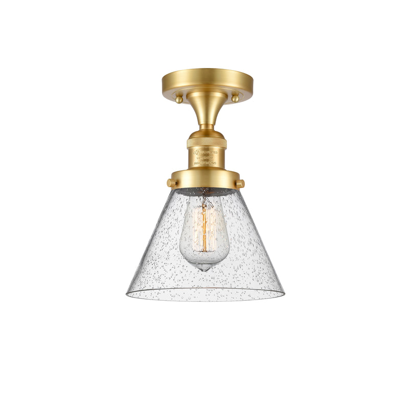 Cone Semi-Flush Mount shown in the Satin Gold finish with a Seedy shade