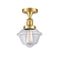 Oxford Semi-Flush Mount shown in the Satin Gold finish with a Clear shade