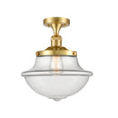 Oxford Semi-Flush Mount shown in the Satin Gold finish with a Clear shade