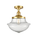 Oxford Semi-Flush Mount shown in the Satin Gold finish with a Seedy shade