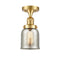 Bell Semi-Flush Mount shown in the Satin Gold finish with a Silver Plated Mercury shade