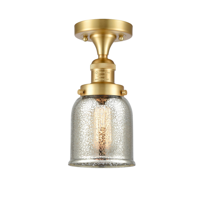 Bell Semi-Flush Mount shown in the Satin Gold finish with a Silver Plated Mercury shade