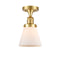 Cone Semi-Flush Mount shown in the Satin Gold finish with a Matte White shade