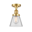 Cone Semi-Flush Mount shown in the Satin Gold finish with a Clear shade