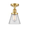 Cone Semi-Flush Mount shown in the Satin Gold finish with a Clear shade