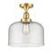 Bell Semi-Flush Mount shown in the Satin Gold finish with a Seedy shade