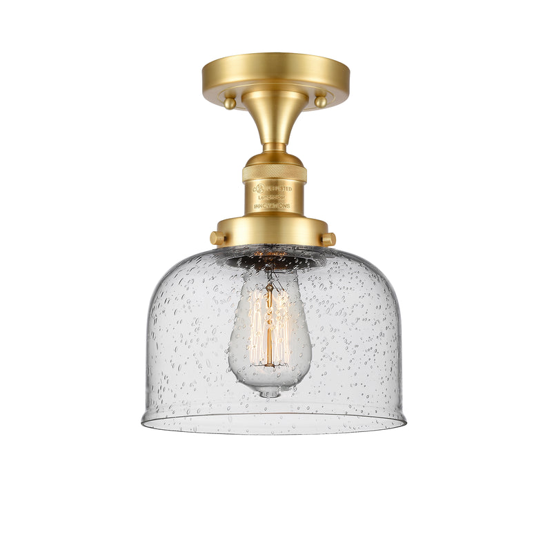 Bell Semi-Flush Mount shown in the Satin Gold finish with a Seedy shade